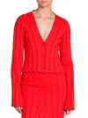 Stella Mccartney Wide Rib V-neck Cotton Cardigan In Red