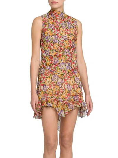 Stella Mccartney Women's Ruffled Ultra-floral Minidress In Yellow Multi