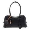 Stella Mccartney 'ryder' Black Medium Handbag With Padlock Detail On The Front And Two Top Handles
