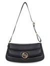 Stella Mccartney S-wave Logo Plaque Foldover Shoulder Bag In Black