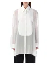 Stella Mccartney S-wave Silk Chiffon Tuxedo Shirt For Women In White
