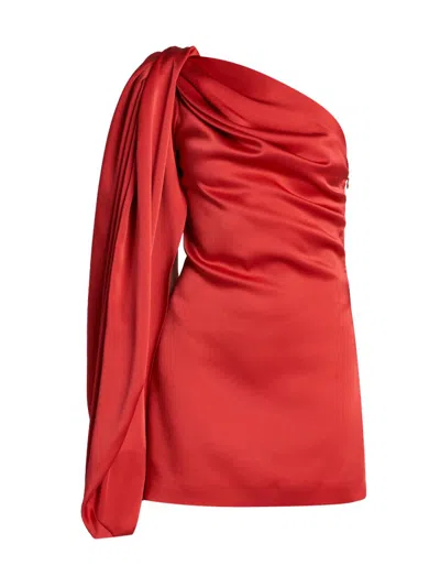 Stella Mccartney Women's Satin Drape Mini Dress In Red