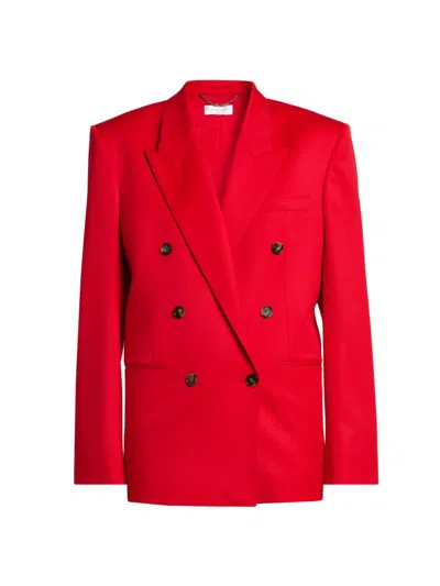 Stella Mccartney Women's Shiny Tailoring Double-breasted Blazer In Red