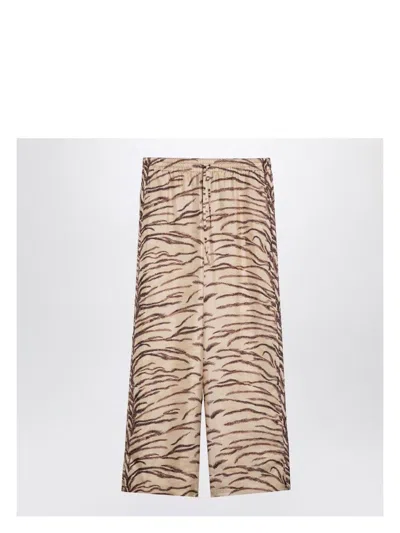 STELLA MCCARTNEY WOMEN'S SILK PANTS WITH TIGER PRINT