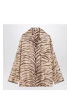 Stella Mccartney Womens Natural Animal-print Long-sleeved Silk Shirt