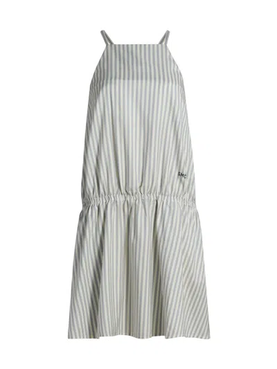 Stella Mccartney Women's Silk-wool Stripe Sleeveless Dress In Gray