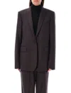 Stella Mccartney Single-breasted Wool Blazer In Dark Chocolate