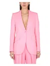 Stella Mccartney Viscose And Linen Single-breasted Blazer In Pink