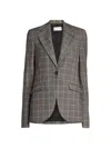 Stella Mccartney Slim Checked Single-breasted Blazer Jacket In Gray