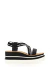Stella Mccartney Womens Criss-cross Knit Platform Sandals In Black
