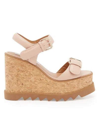 Stella Mccartney Women's Sneakelyse 120mm Buckle Wedge Sandals In Brown