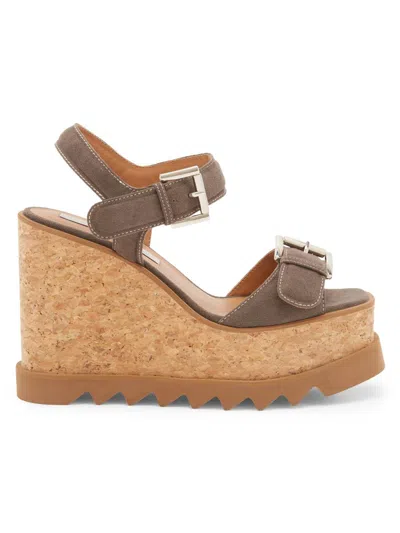 Stella Mccartney Women's Sneakelyse 120mm Buckle Wedge Sandals In Multi