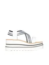 Stella Mccartney Sneak-elyse Striped Platform Sandals In White Recycled Polyester
