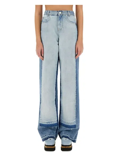 STELLA MCCARTNEY WOMEN'S STRAIGHT-LEG JEANS WITH CONTRASTING PANELS