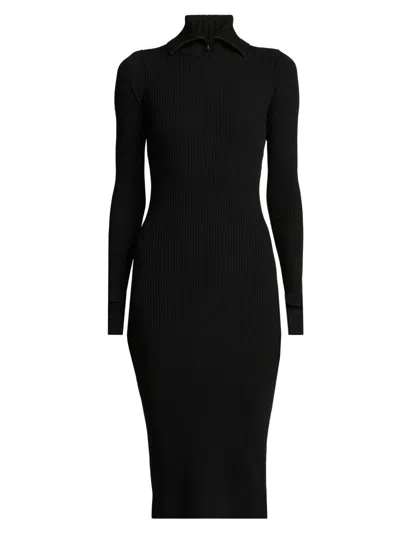 Stella Mccartney Women's Stretch Rib-knit Polo Midi-dress In Black