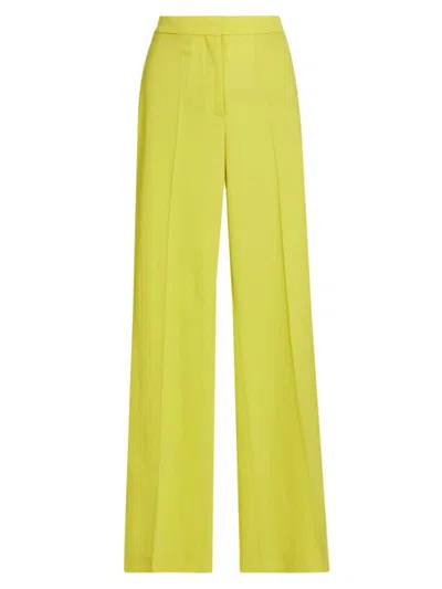 Stella Mccartney Women's Stretch-wool Flare Pants In Acid Yellow