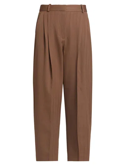 Stella Mccartney Women's Striped Wool Balloon Trousers In Brown