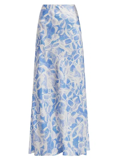 Stella Mccartney Women's Sunglasses-print Silk Maxi Skirt In Blue