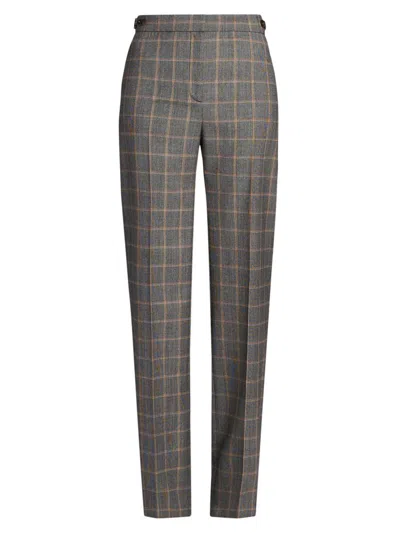 Stella Mccartney Women's Tailored Check Wool Slim Pants In Gray
