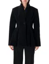 Stella Mccartney Fleece-texture Flared Jacket In Nero