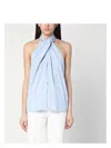 Stella Mccartney Light Blue Top With Panel And Halter Neckline In Light Blue