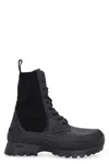 Stella Mccartney Trace Recycled Knit Combat Booties In Black