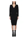 Stella Mccartney V-neck Knitted Midi Dress In Black