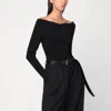 Stella Mccartney Womens Off-shoulder Long-sleeve Compact-knit Top Black In Black
