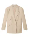Stella Mccartney Double Breasted Satin Blazer In Beige