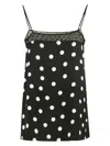 Stella Mccartney Mesh Detail Polka Dot Spaghetti Strap Top In Black