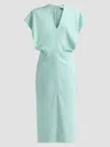 Stella Mccartney Midi Dress With V-neck And Drape In Blue