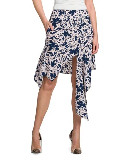 Stella Mccartney Women's Asymmetric Wallflower-print Silk Skirt In Neutral
