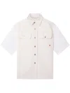 Stella Mccartney Utility Short-sleeved Denim Shirt In Beige