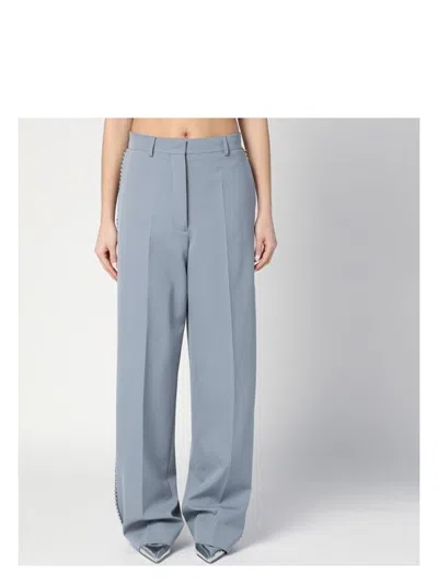 STELLA MCCARTNEY WOMEN'S WIDE-LEG LIGHT FALABELLA PANTS WITH CHAIN