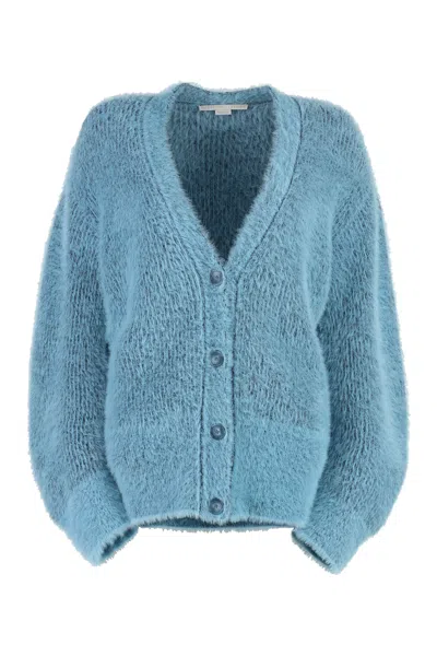 Stella Mccartney Wool Blend Knit Cardigan In Light Blue
