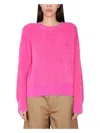 Stella Mccartney Long-sleeved Textured Jumper In Fuchsia