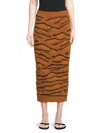 Stella Mccartney Women's Wool-blend Tiger Jacquard Midi Skirt