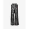 Stella Mccartney Womens Leopard-print Wide-leg Silk Pyjama Trousers Ash Grey In Gray