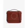 Stella Mccartney Womens Auburn Logo Flap Faux-leather Shoulder Bag