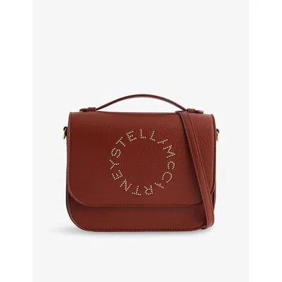 Stella Mccartney Womens Auburn Logo Flap Faux-leather Shoulder Bag