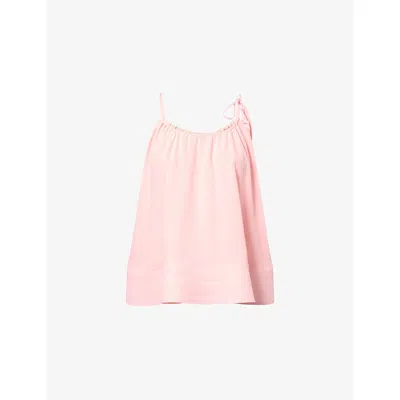 Stella Mccartney Womens Ballet Pink Halter-neck Frilled Silk Top