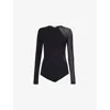 Stella Mccartney Miracle Long-sleeve Compact-knit Bodysuit In Black