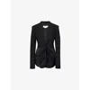 Stella Mccartney Womens Black Draped Evening Peak-lapels Wool Blazer In Black