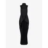 Stella Mccartney Womens Black Draped Sleeveless Satin Gown