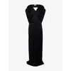 Stella Mccartney Womens Black Draped V-neck Woven Gown In Black