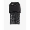 Stella Mccartney Womens Black Falabella Sequin Fringe Tiny Woven Tote Bag In Black