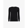 Stella Mccartney Womens Black Logo-embroidered Compact-knit Top In Black