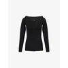 Stella Mccartney Womens Off-shoulder Long-sleeve Compact-knit Top Black