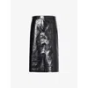 Stella Mccartney Womens Panelled Crocodile-embossed Faux-leather Midi Skirt Black
