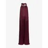 Stella Mccartney Womens Embellished Wide-leg Woven Jumpsuit Bordeaux In Burgundy